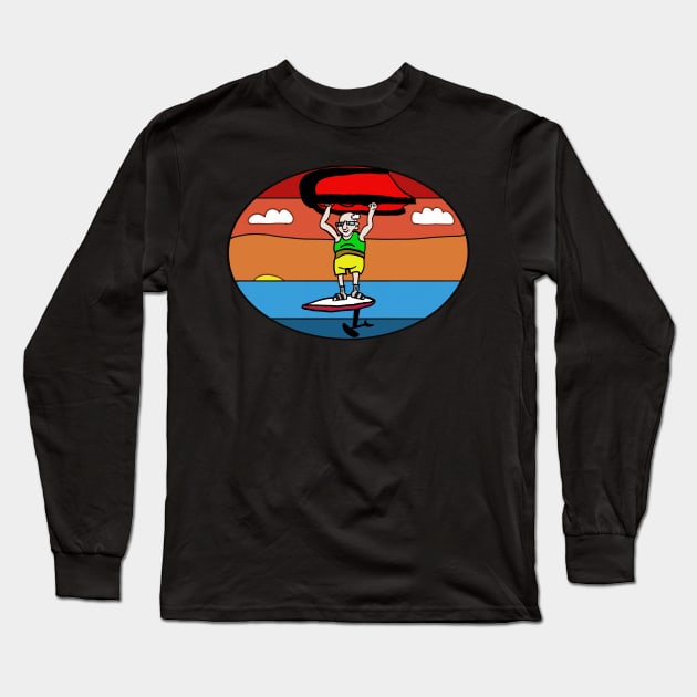 Old fart wing foiling with sandals Long Sleeve T-Shirt by Rick Post